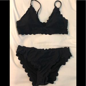 Brand new Large black scalloped bikini